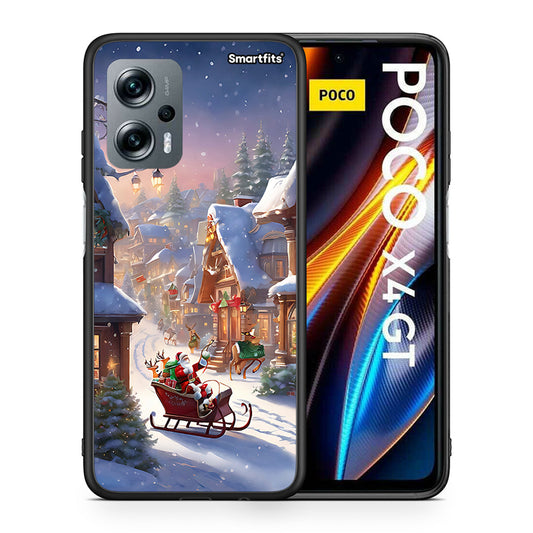 Θήκη Xiaomi Poco X4 GT Christmas Snow από τη Smartfits με σχέδιο στο πίσω μέρος και μαύρο περίβλημα | Xiaomi Poco X4 GT Christmas Snow case with colorful back and black bezels
