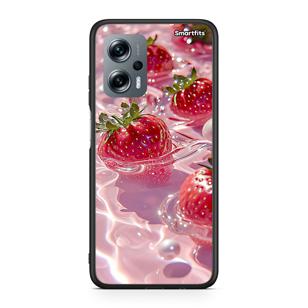 Xiaomi Poco X4 GT Juicy Strawberries θήκη από τη Smartfits με σχέδιο στο πίσω μέρος και μαύρο περίβλημα | Smartphone case with colorful back and black bezels by Smartfits