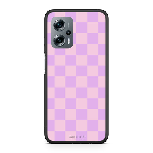 Θήκη Xiaomi Poco X4 GT Lavender and Pink Checkerboard από τη Smartfits με σχέδιο στο πίσω μέρος και μαύρο περίβλημα | Xiaomi Poco X4 GT Lavender and Pink Checkerboard case with colorful back and black bezels