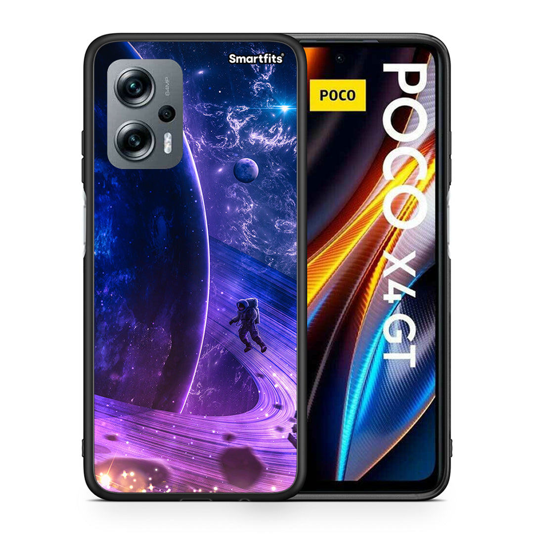 Θήκη Xiaomi Poco X4 GT Lost Astronaut από τη Smartfits με σχέδιο στο πίσω μέρος και μαύρο περίβλημα | Xiaomi Poco X4 GT Lost Astronaut case with colorful back and black bezels