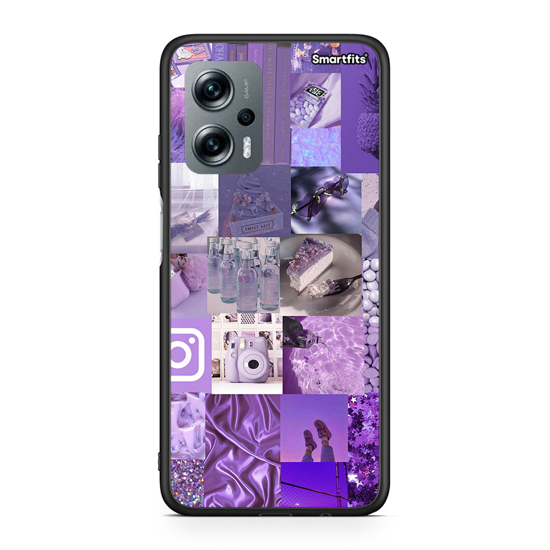 Xiaomi Poco X4 GT Purple Aesthetic Collage θήκη από τη Smartfits με σχέδιο στο πίσω μέρος και μαύρο περίβλημα | Smartphone case with colorful back and black bezels by Smartfits