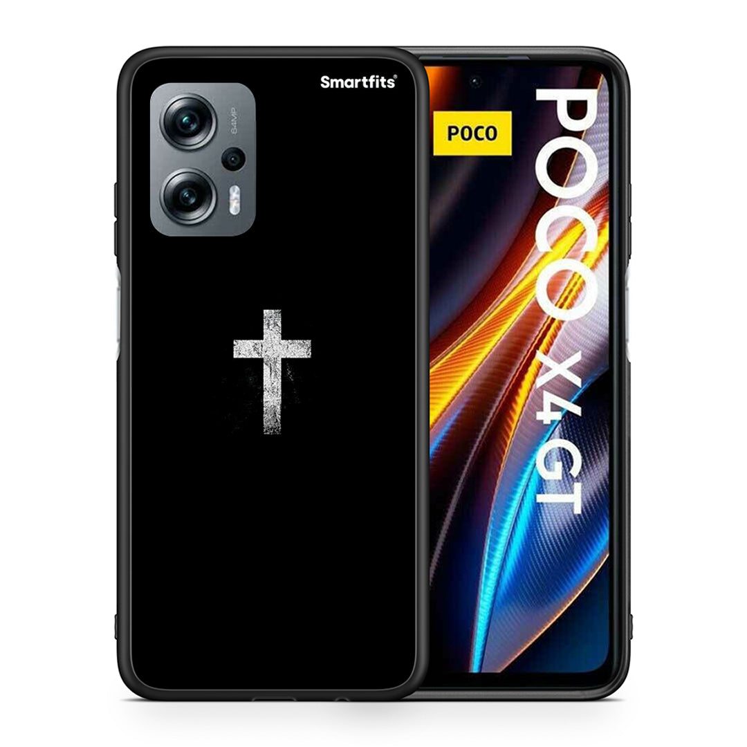 Θήκη Xiaomi Poco X4 GT White Cross από τη Smartfits με σχέδιο στο πίσω μέρος και μαύρο περίβλημα | Xiaomi Poco X4 GT White Cross case with colorful back and black bezels