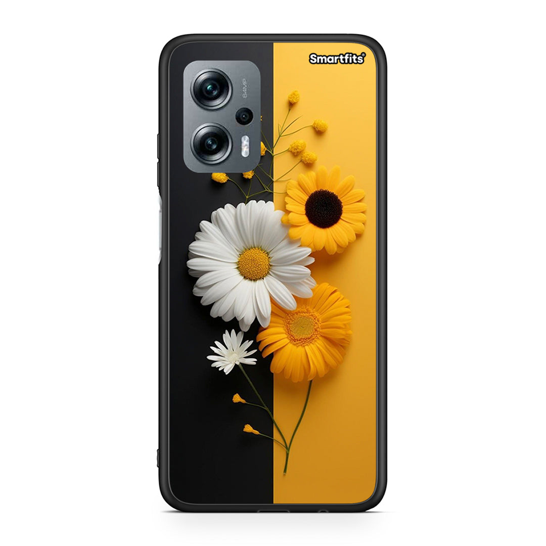 Xiaomi Poco X4 GT Yellow Daisies θήκη από τη Smartfits με σχέδιο στο πίσω μέρος και μαύρο περίβλημα | Smartphone case with colorful back and black bezels by Smartfits