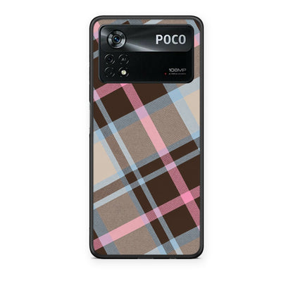 Θήκη Xiaomi Poco X4 Pro 5G Brown Pink and Blue Diagonal Plaid από τη Smartfits με σχέδιο στο πίσω μέρος και μαύρο περίβλημα | Xiaomi Poco X4 Pro 5G Brown Pink and Blue Diagonal Plaid case with colorful back and black bezels