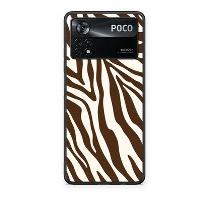 Θήκη Xiaomi Poco X4 Pro 5G Brown and Cream Zebra Stripes από τη Smartfits με σχέδιο στο πίσω μέρος και μαύρο περίβλημα | Xiaomi Poco X4 Pro 5G Brown and Cream Zebra Stripes case with colorful back and black bezels