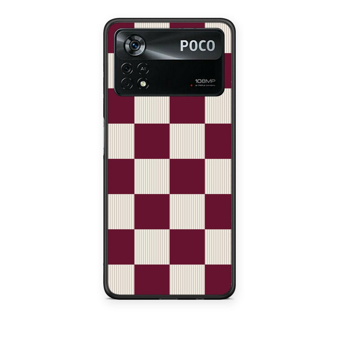 Θήκη Xiaomi Poco X4 Pro 5G Burgundy and Cream Striped Checks από τη Smartfits με σχέδιο στο πίσω μέρος και μαύρο περίβλημα | Xiaomi Poco X4 Pro 5G Burgundy and Cream Striped Checks case with colorful back and black bezels