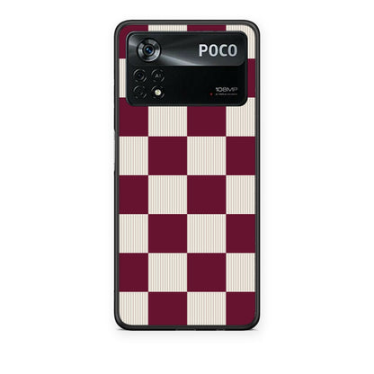 Θήκη Xiaomi Poco X4 Pro 5G Burgundy and Cream Striped Checks από τη Smartfits με σχέδιο στο πίσω μέρος και μαύρο περίβλημα | Xiaomi Poco X4 Pro 5G Burgundy and Cream Striped Checks case with colorful back and black bezels
