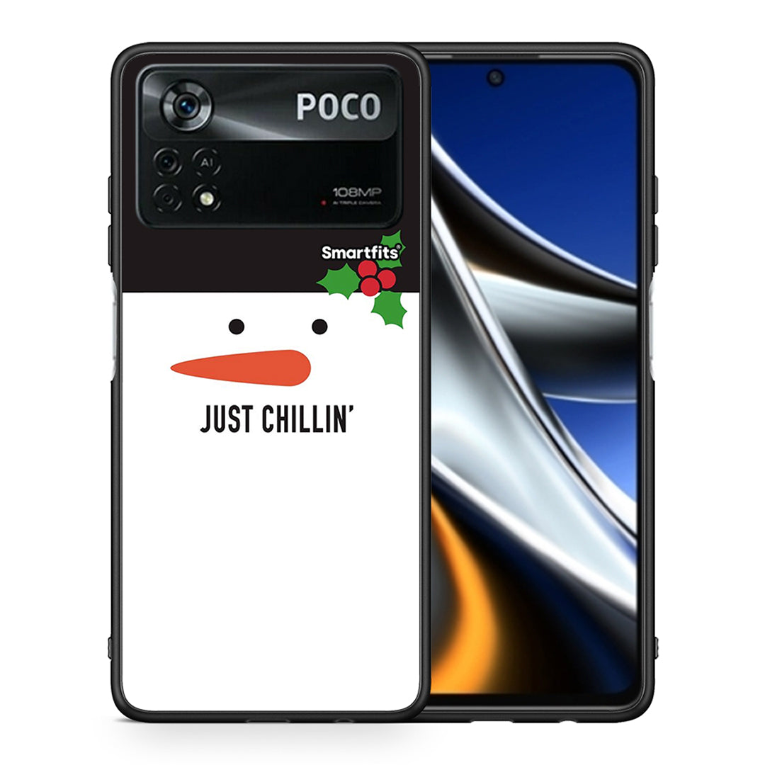 Θήκη Xiaomi Poco X4 Pro 5G Christmas Chillin από τη Smartfits με σχέδιο στο πίσω μέρος και μαύρο περίβλημα | Xiaomi Poco X4 Pro 5G Christmas Chillin case with colorful back and black bezels