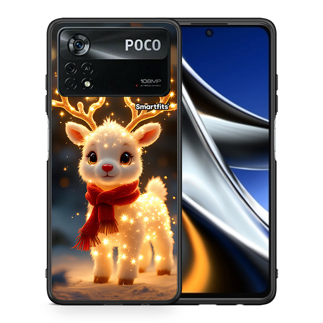 Θήκη Xiaomi Poco X4 Pro 5G Christmas Cutie από τη Smartfits με σχέδιο στο πίσω μέρος και μαύρο περίβλημα | Xiaomi Poco X4 Pro 5G Christmas Cutie case with colorful back and black bezels