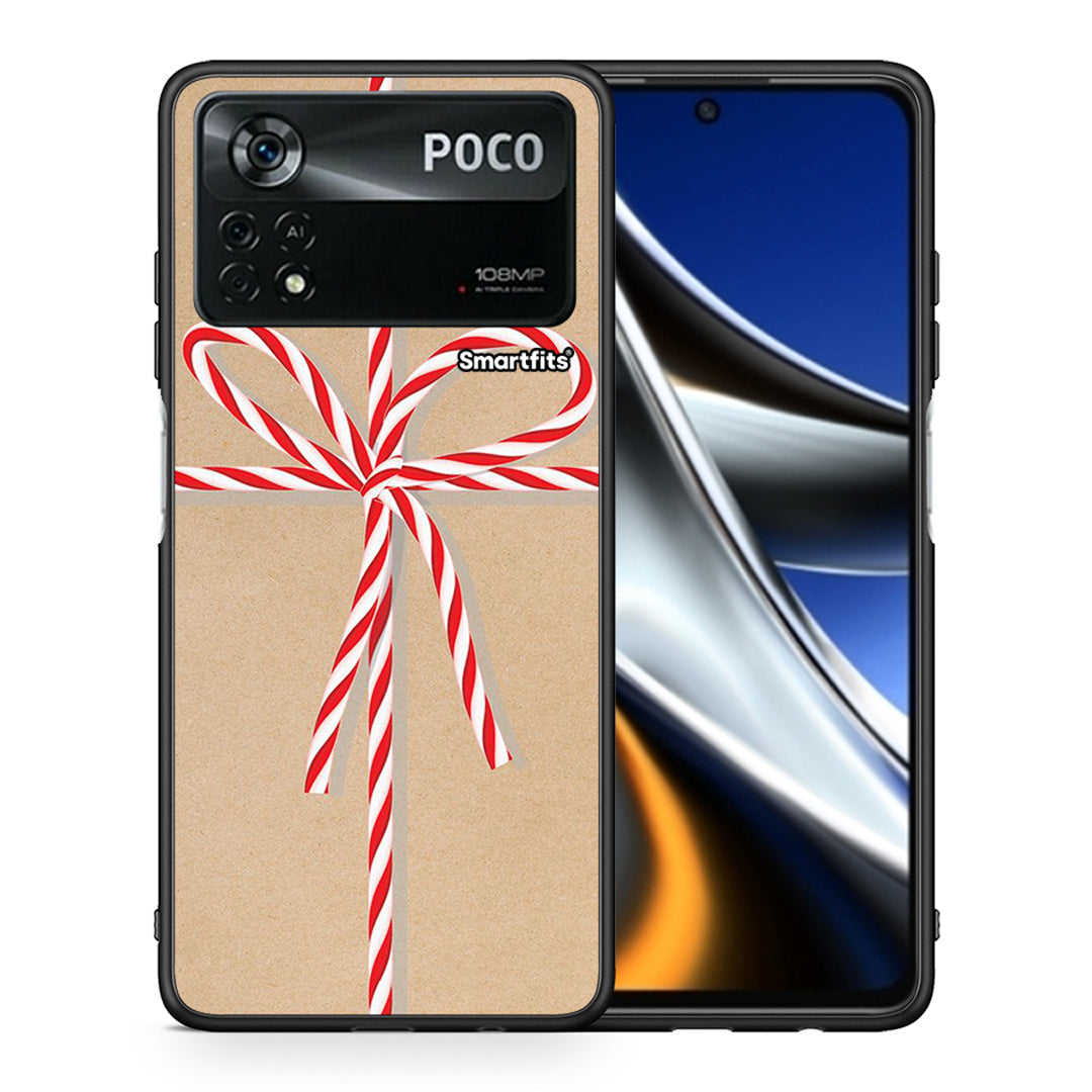 Θήκη Xiaomi Poco X4 Pro 5G Christmas Gift από τη Smartfits με σχέδιο στο πίσω μέρος και μαύρο περίβλημα | Xiaomi Poco X4 Pro 5G Christmas Gift case with colorful back and black bezels