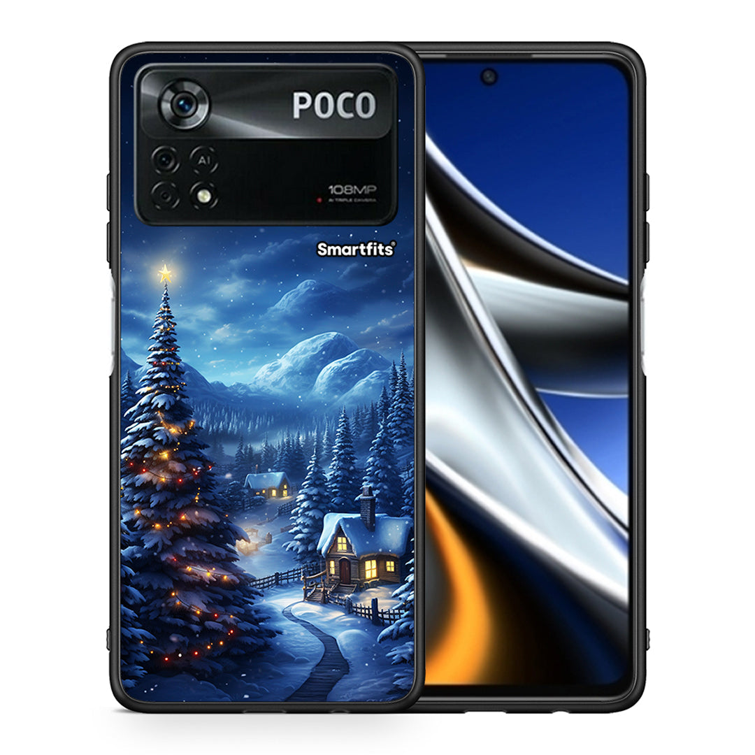 Θήκη Xiaomi Poco X4 Pro 5G Christmas Scenery από τη Smartfits με σχέδιο στο πίσω μέρος και μαύρο περίβλημα | Xiaomi Poco X4 Pro 5G Christmas Scenery case with colorful back and black bezels