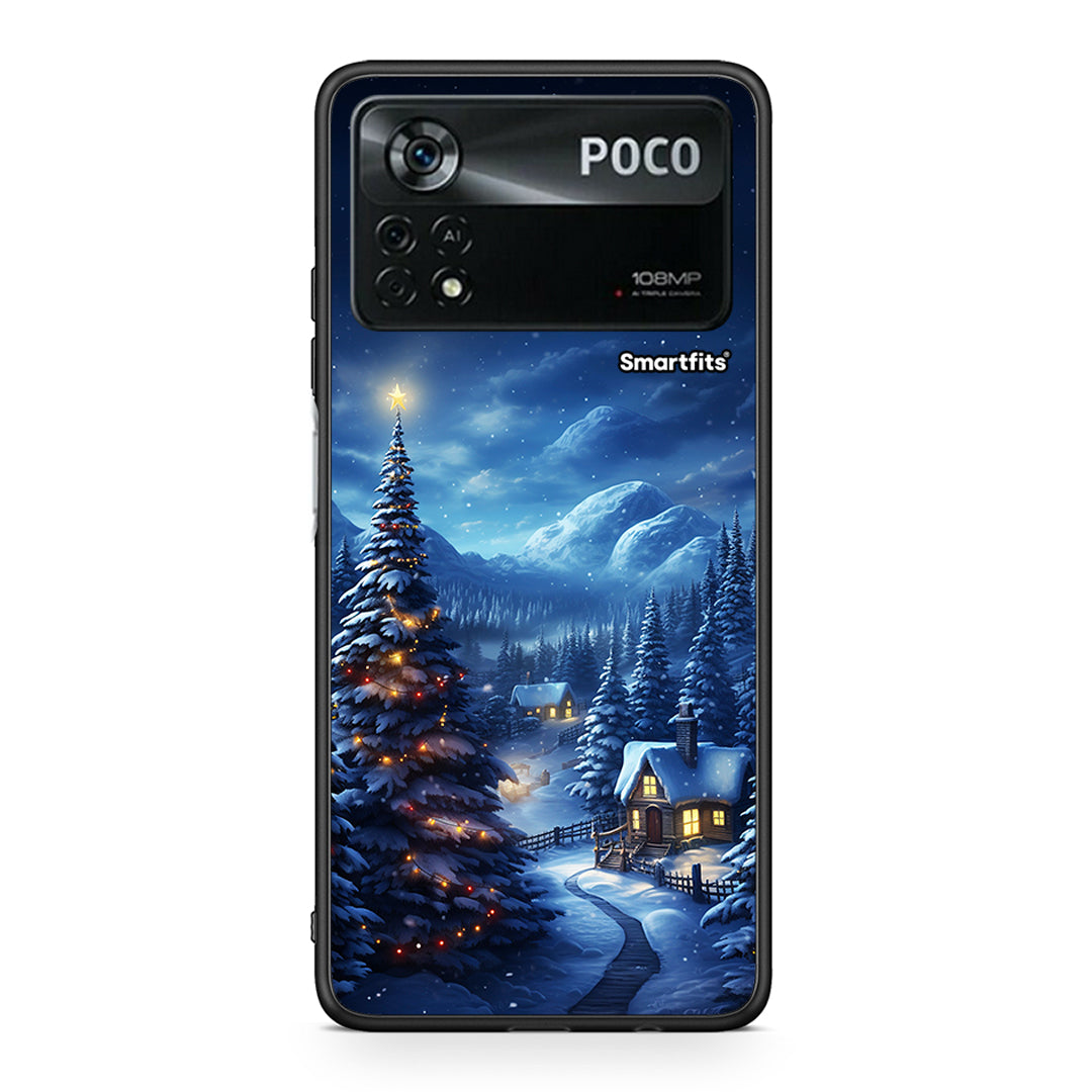 Xiaomi Poco X4 Pro 5G Christmas Scenery θήκη από τη Smartfits με σχέδιο στο πίσω μέρος και μαύρο περίβλημα | Smartphone case with colorful back and black bezels by Smartfits