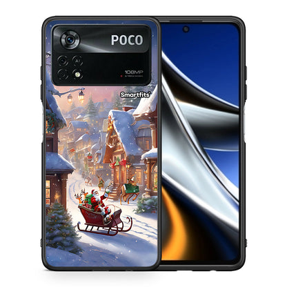 Θήκη Xiaomi Poco X4 Pro 5G Christmas Snow από τη Smartfits με σχέδιο στο πίσω μέρος και μαύρο περίβλημα | Xiaomi Poco X4 Pro 5G Christmas Snow case with colorful back and black bezels
