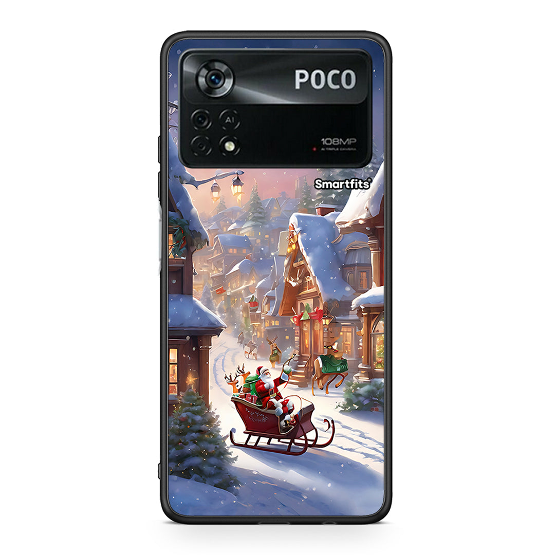 Xiaomi Poco X4 Pro 5G Christmas Snow θήκη από τη Smartfits με σχέδιο στο πίσω μέρος και μαύρο περίβλημα | Smartphone case with colorful back and black bezels by Smartfits