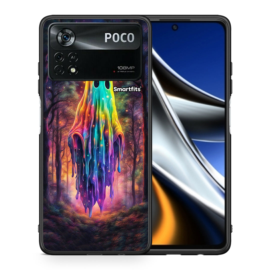 Θήκη Xiaomi Poco X4 Pro 5G Halloween Ghost από τη Smartfits με σχέδιο στο πίσω μέρος και μαύρο περίβλημα | Xiaomi Poco X4 Pro 5G Halloween Ghost case with colorful back and black bezels