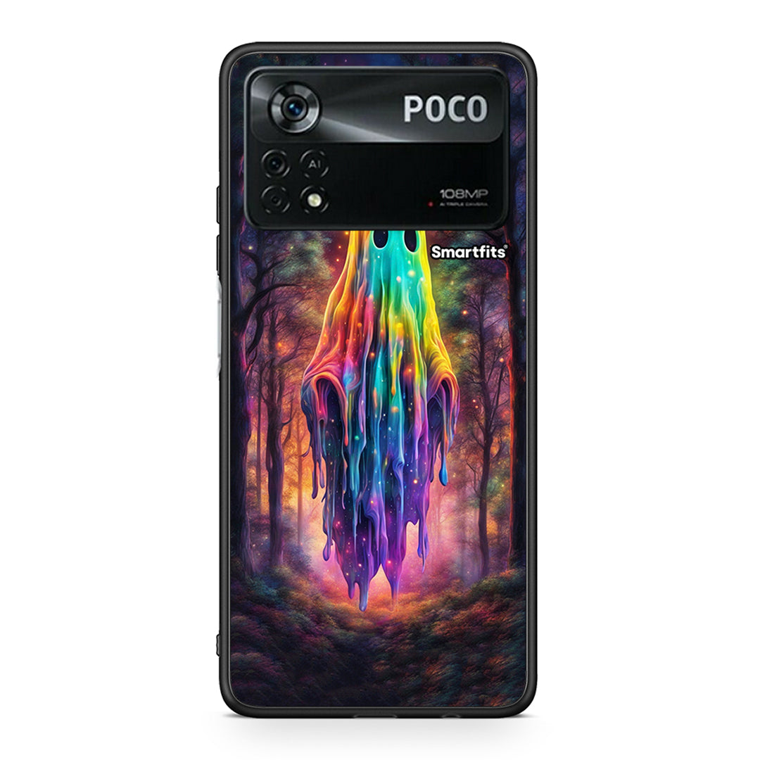 Xiaomi Poco X4 Pro 5G Halloween Ghost θήκη από τη Smartfits με σχέδιο στο πίσω μέρος και μαύρο περίβλημα | Smartphone case with colorful back and black bezels by Smartfits