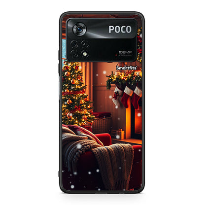 Xiaomi Poco X4 Pro 5G Home For Christmas θήκη από τη Smartfits με σχέδιο στο πίσω μέρος και μαύρο περίβλημα | Smartphone case with colorful back and black bezels by Smartfits