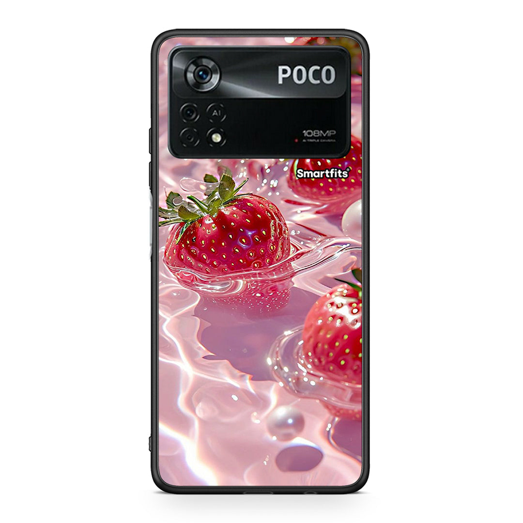 Xiaomi Poco X4 Pro 5G Juicy Strawberries θήκη από τη Smartfits με σχέδιο στο πίσω μέρος και μαύρο περίβλημα | Smartphone case with colorful back and black bezels by Smartfits