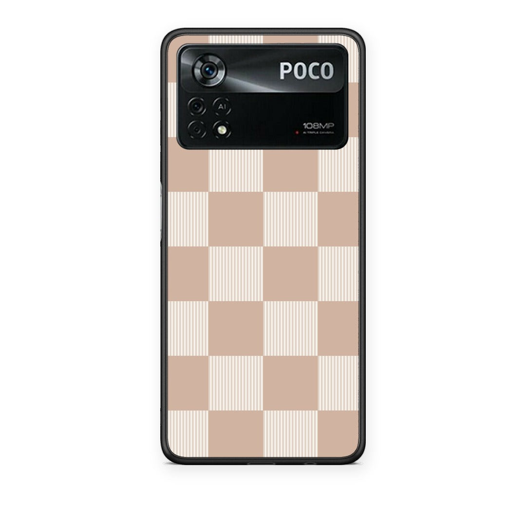 Θήκη Xiaomi Poco X4 Pro 5G Latte and Cream Striped Checks από τη Smartfits με σχέδιο στο πίσω μέρος και μαύρο περίβλημα | Xiaomi Poco X4 Pro 5G Latte and Cream Striped Checks case with colorful back and black bezels