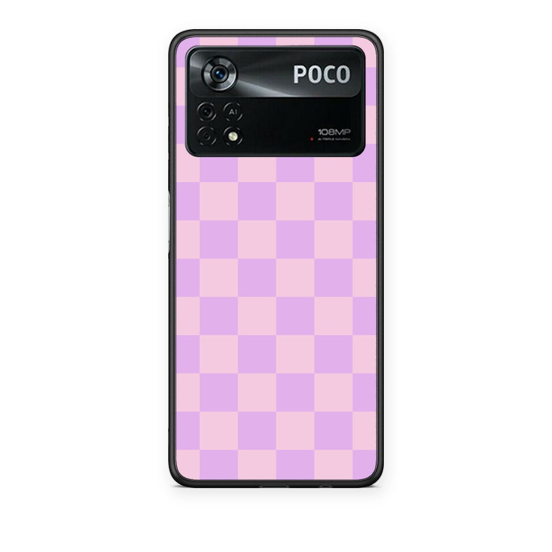 Θήκη Xiaomi Poco X4 Pro 5G Lavender and Pink Checkerboard από τη Smartfits με σχέδιο στο πίσω μέρος και μαύρο περίβλημα | Xiaomi Poco X4 Pro 5G Lavender and Pink Checkerboard case with colorful back and black bezels