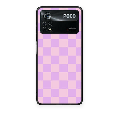 Θήκη Xiaomi Poco X4 Pro 5G Lavender and Pink Checkerboard από τη Smartfits με σχέδιο στο πίσω μέρος και μαύρο περίβλημα | Xiaomi Poco X4 Pro 5G Lavender and Pink Checkerboard case with colorful back and black bezels