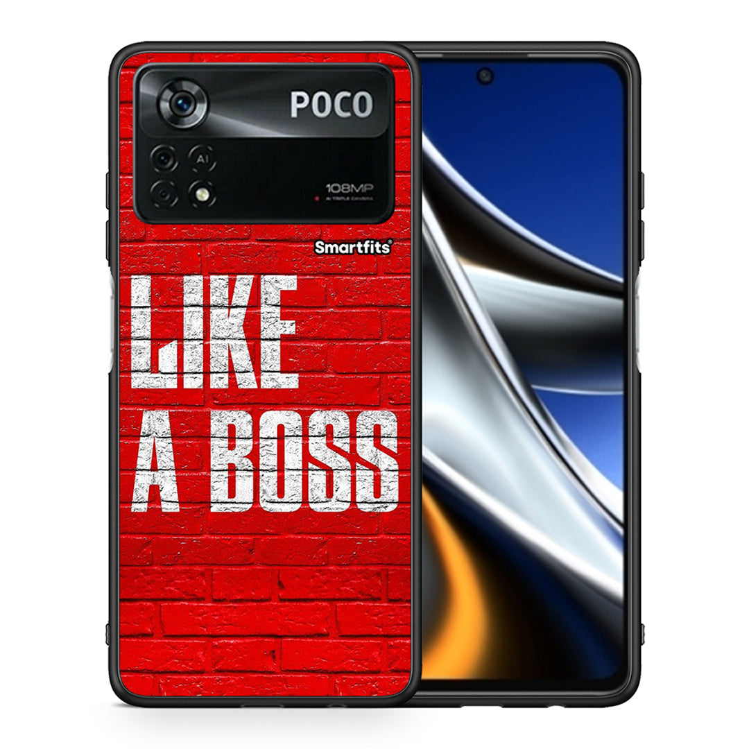 Θήκη Xiaomi Poco X4 Pro 5G Like A Boss από τη Smartfits με σχέδιο στο πίσω μέρος και μαύρο περίβλημα | Xiaomi Poco X4 Pro 5G Like A Boss case with colorful back and black bezels