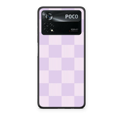 Θήκη Xiaomi Poco X4 Pro 5G Lilac and Cream Striped Checks από τη Smartfits με σχέδιο στο πίσω μέρος και μαύρο περίβλημα | Xiaomi Poco X4 Pro 5G Lilac and Cream Striped Checks case with colorful back and black bezels