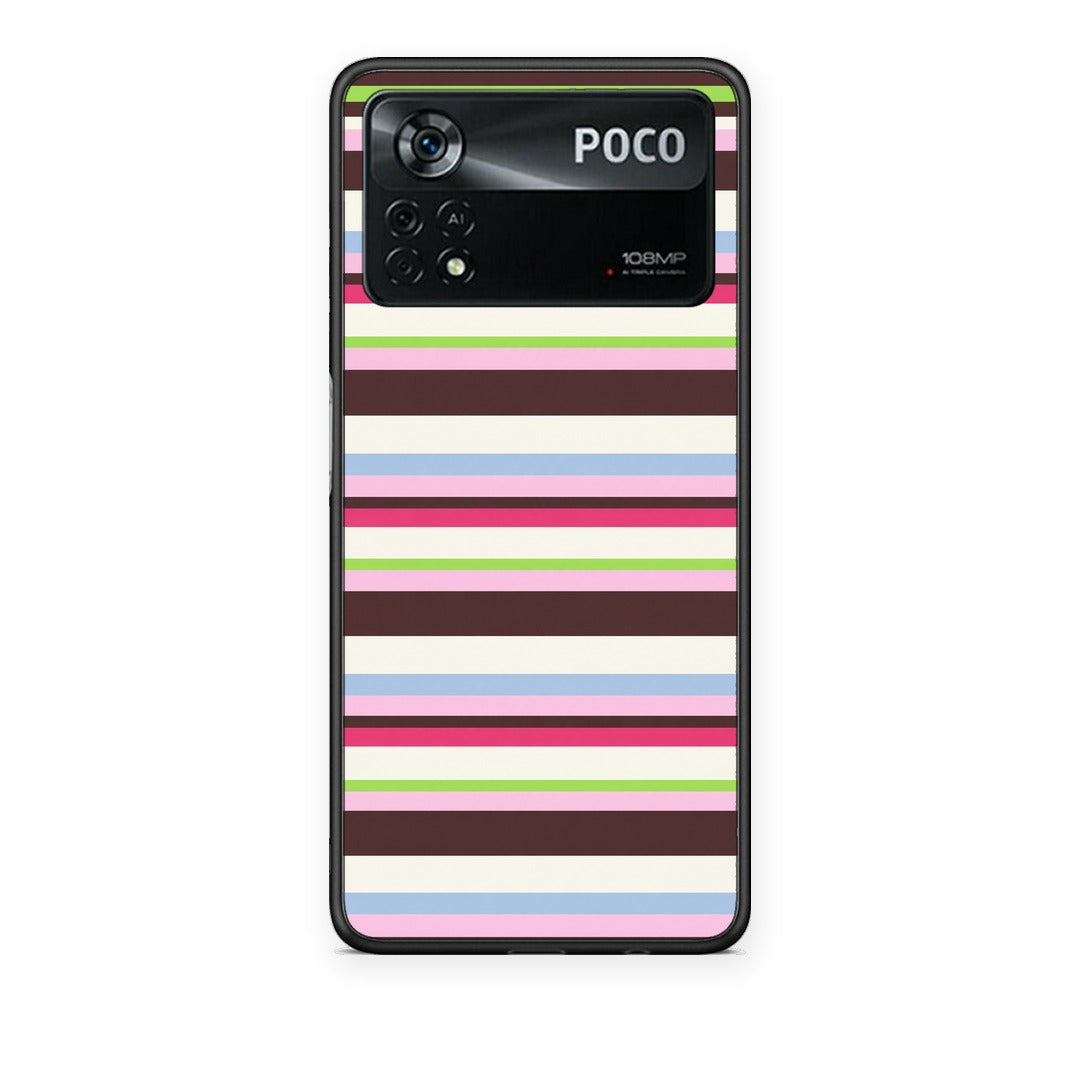 Θήκη Xiaomi Poco X4 Pro 5G Multicolour Horizontal Stripes από τη Smartfits με σχέδιο στο πίσω μέρος και μαύρο περίβλημα | Xiaomi Poco X4 Pro 5G Multicolour Horizontal Stripes case with colorful back and black bezels