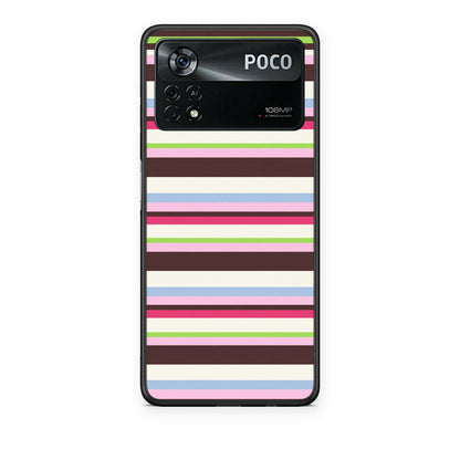 Θήκη Xiaomi Poco X4 Pro 5G Multicolour Horizontal Stripes από τη Smartfits με σχέδιο στο πίσω μέρος και μαύρο περίβλημα | Xiaomi Poco X4 Pro 5G Multicolour Horizontal Stripes case with colorful back and black bezels
