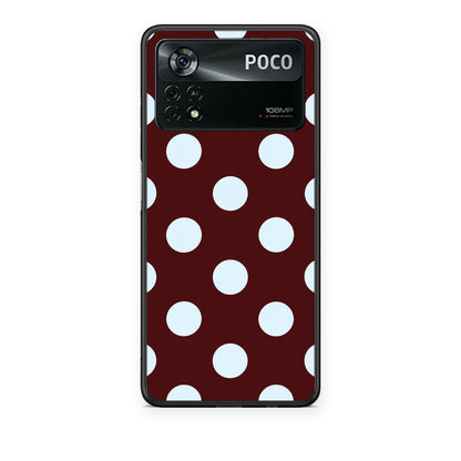 Θήκη Xiaomi Poco X4 Pro 5G Pale Blue Large Polka Dots on Burgundy από τη Smartfits με σχέδιο στο πίσω μέρος και μαύρο περίβλημα | Xiaomi Poco X4 Pro 5G Pale Blue Large Polka Dots on Burgundy case with colorful back and black bezels