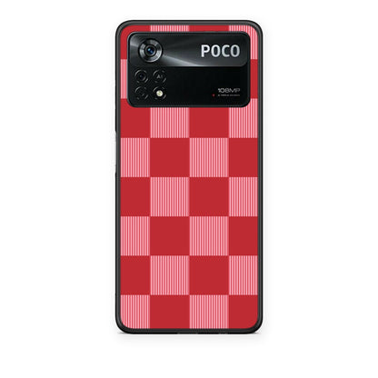 Θήκη Xiaomi Poco X4 Pro 5G Red and Pink Striped Checks από τη Smartfits με σχέδιο στο πίσω μέρος και μαύρο περίβλημα | Xiaomi Poco X4 Pro 5G Red and Pink Striped Checks case with colorful back and black bezels