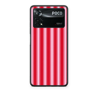 Θήκη Xiaomi Poco X4 Pro 5G Red and Pink Vertical Pinstripes από τη Smartfits με σχέδιο στο πίσω μέρος και μαύρο περίβλημα | Xiaomi Poco X4 Pro 5G Red and Pink Vertical Pinstripes case with colorful back and black bezels