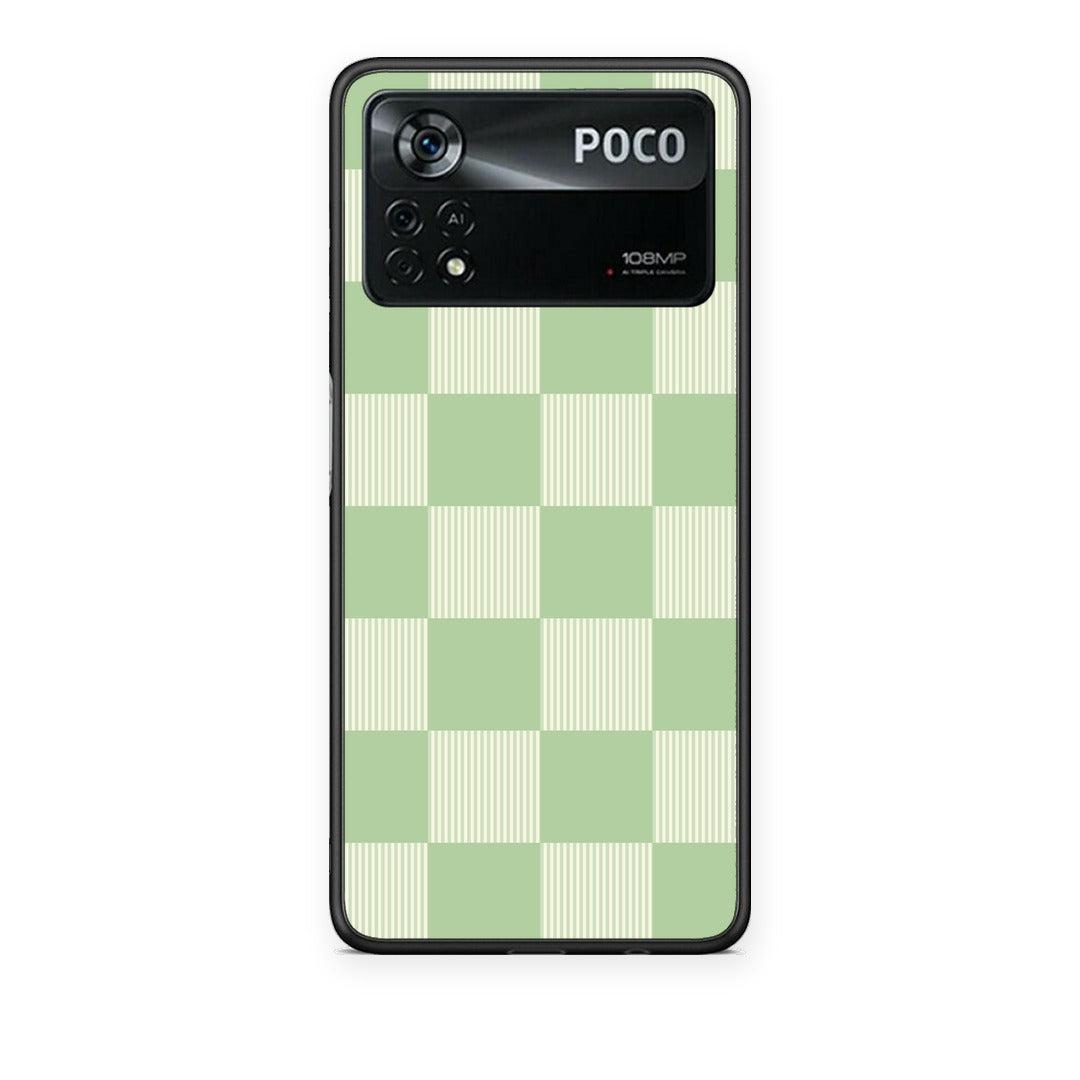 Θήκη Xiaomi Poco X4 Pro 5G Sage and Cream Striped Checks από τη Smartfits με σχέδιο στο πίσω μέρος και μαύρο περίβλημα | Xiaomi Poco X4 Pro 5G Sage and Cream Striped Checks case with colorful back and black bezels
