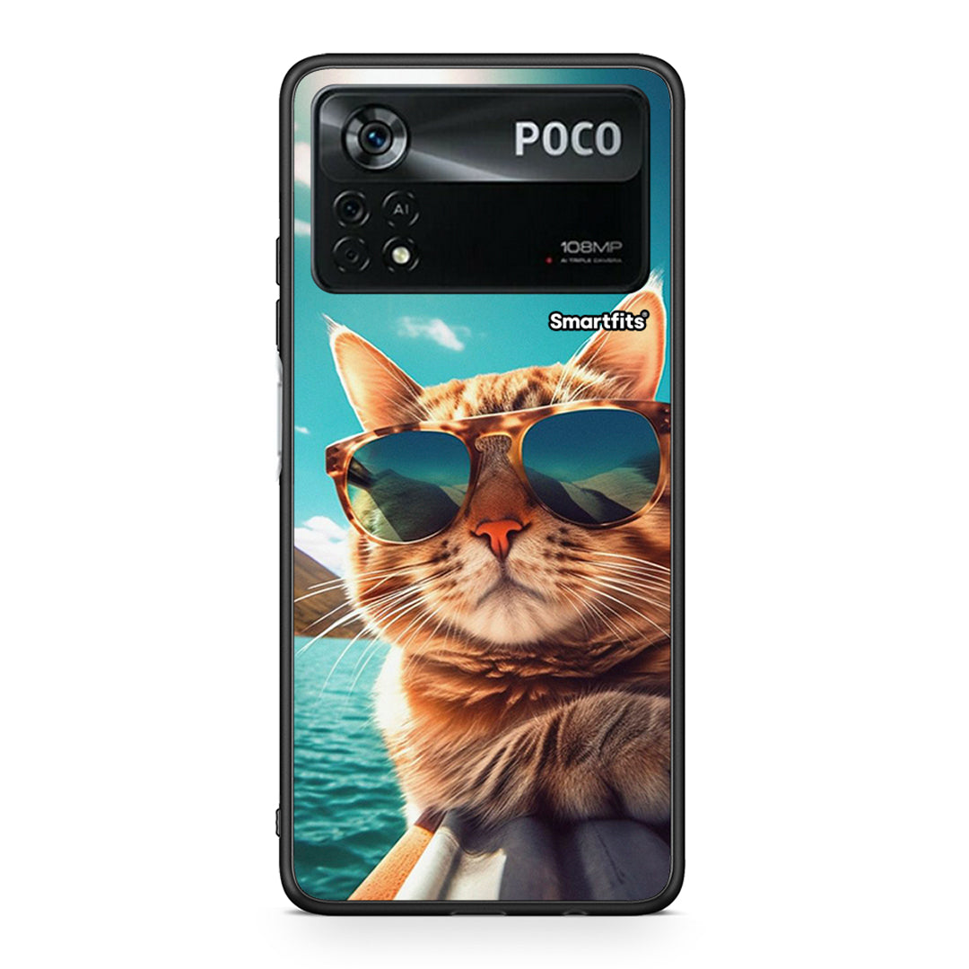 Xiaomi Poco X4 Pro 5G Summer Cat θήκη από τη Smartfits με σχέδιο στο πίσω μέρος και μαύρο περίβλημα | Smartphone case with colorful back and black bezels by Smartfits