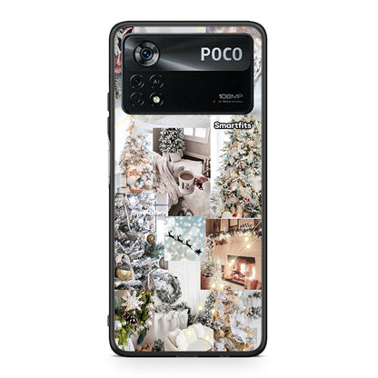 Xiaomi Poco X4 Pro 5G White Christmas θήκη από τη Smartfits με σχέδιο στο πίσω μέρος και μαύρο περίβλημα | Smartphone case with colorful back and black bezels by Smartfits