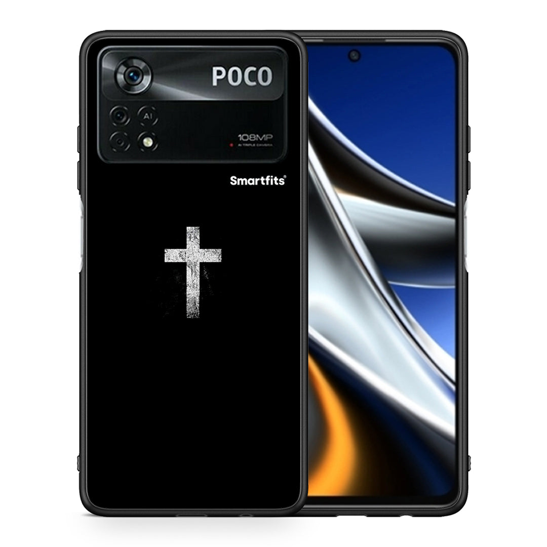 Θήκη Xiaomi Poco X4 Pro 5G White Cross από τη Smartfits με σχέδιο στο πίσω μέρος και μαύρο περίβλημα | Xiaomi Poco X4 Pro 5G White Cross case with colorful back and black bezels