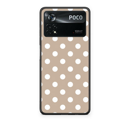 Θήκη Xiaomi Poco X4 Pro 5G White Polka Dots on Taupe από τη Smartfits με σχέδιο στο πίσω μέρος και μαύρο περίβλημα | Xiaomi Poco X4 Pro 5G White Polka Dots on Taupe case with colorful back and black bezels