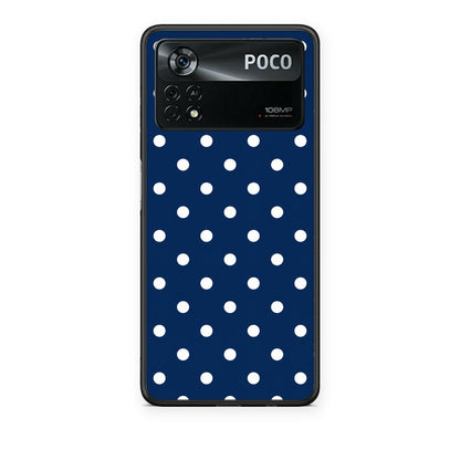 Θήκη Xiaomi Poco X4 Pro 5G White Small Polka Dots on Navy από τη Smartfits με σχέδιο στο πίσω μέρος και μαύρο περίβλημα | Xiaomi Poco X4 Pro 5G White Small Polka Dots on Navy case with colorful back and black bezels