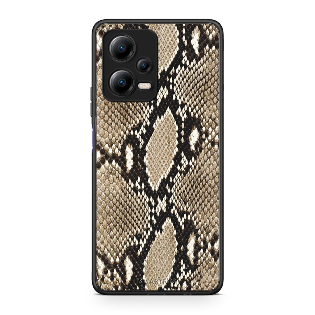 Θήκη Xiaomi Redmi Note 12 5G Animal Fashion Snake από τη Smartfits με σχέδιο στο πίσω μέρος και μαύρο περίβλημα | Xiaomi Redmi Note 12 5G Animal Fashion Snake Case with Colorful Back and Black Bezels