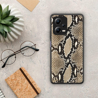 Θήκη Xiaomi Redmi Note 12 5G Animal Fashion Snake από τη Smartfits με σχέδιο στο πίσω μέρος και μαύρο περίβλημα | Xiaomi Redmi Note 12 5G Animal Fashion Snake Case with Colorful Back and Black Bezels