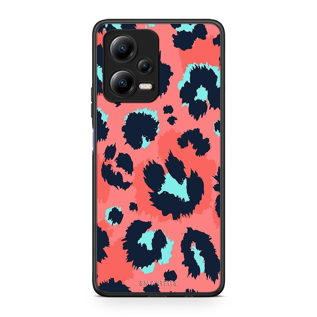 Θήκη Xiaomi Redmi Note 12 5G Animal Pink Leopard από τη Smartfits με σχέδιο στο πίσω μέρος και μαύρο περίβλημα | Xiaomi Redmi Note 12 5G Animal Pink Leopard Case with Colorful Back and Black Bezels