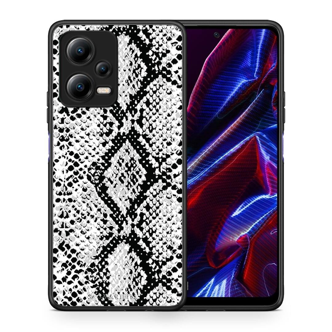 Θήκη Xiaomi Redmi Note 12 5G Animal White Snake από τη Smartfits με σχέδιο στο πίσω μέρος και μαύρο περίβλημα | Xiaomi Redmi Note 12 5G Animal White Snake Case with Colorful Back and Black Bezels