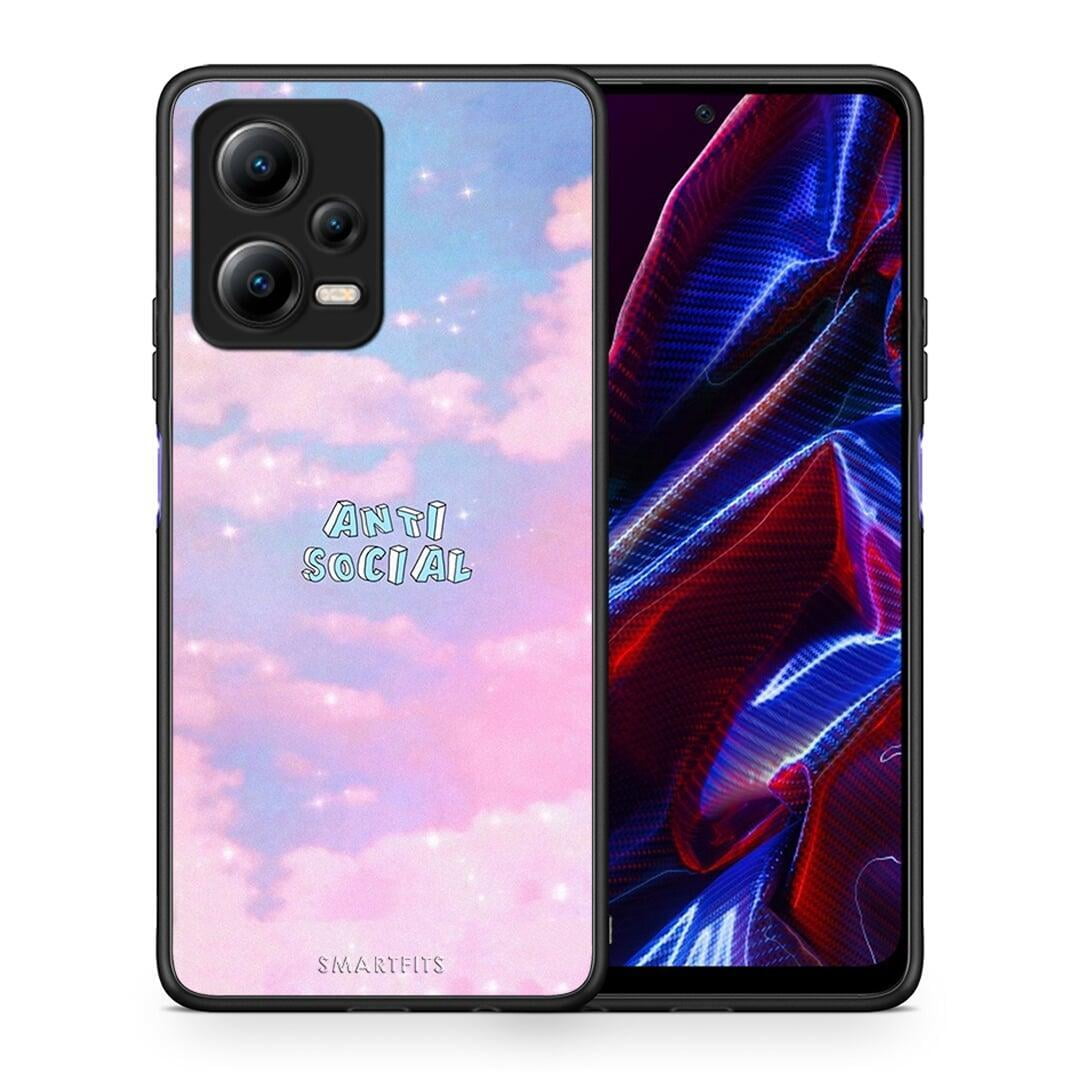 Θήκη Xiaomi Redmi Note 12 5G Anti Social από τη Smartfits με σχέδιο στο πίσω μέρος και μαύρο περίβλημα | Xiaomi Redmi Note 12 5G Anti Social Case with Colorful Back and Black Bezels
