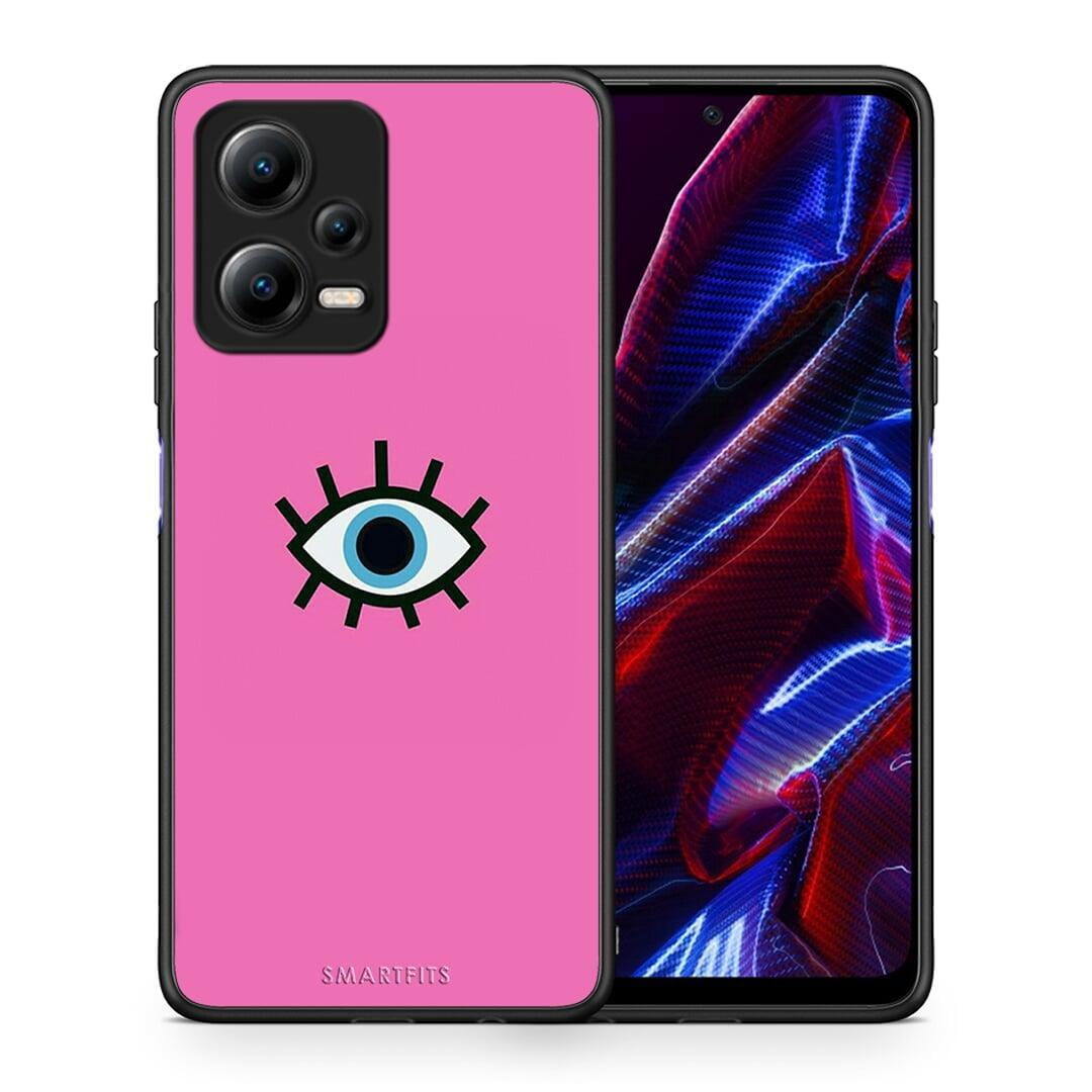 Θήκη Xiaomi Redmi Note 12 5G Blue Eye Pink από τη Smartfits με σχέδιο στο πίσω μέρος και μαύρο περίβλημα | Xiaomi Redmi Note 12 5G Blue Eye Pink Case with Colorful Back and Black Bezels