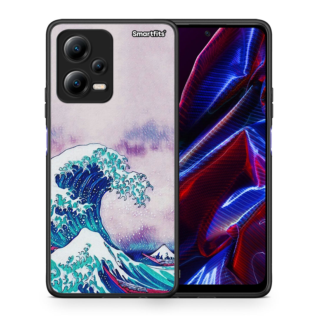 Θήκη Xiaomi Poco X5 5G Dual Blue Waves από τη Smartfits με σχέδιο στο πίσω μέρος και μαύρο περίβλημα | Xiaomi Poco X5 5G Dual Blue Waves Case with Colorful Back and Black Bezels