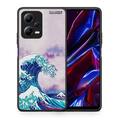 Θήκη Xiaomi Redmi Note 12 5G Blue Waves από τη Smartfits με σχέδιο στο πίσω μέρος και μαύρο περίβλημα | Xiaomi Redmi Note 12 5G Blue Waves Case with Colorful Back and Black Bezels