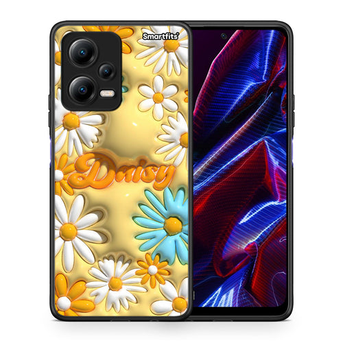 Θήκη Xiaomi Poco X5 5G Dual Bubble Daisies από τη Smartfits με σχέδιο στο πίσω μέρος και μαύρο περίβλημα | Xiaomi Poco X5 5G Dual Bubble Daisies Case with Colorful Back and Black Bezels