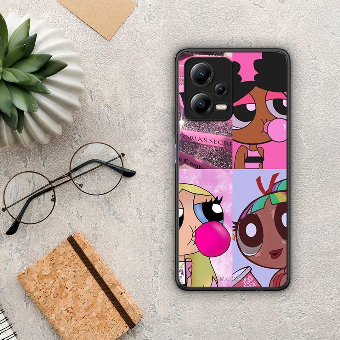 Θήκη Xiaomi Redmi Note 12 5G Bubble Girls από τη Smartfits με σχέδιο στο πίσω μέρος και μαύρο περίβλημα | Xiaomi Redmi Note 12 5G Bubble Girls Case with Colorful Back and Black Bezels