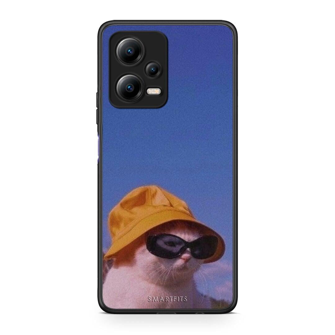 Θήκη Xiaomi Redmi Note 12 5G Cat Diva από τη Smartfits με σχέδιο στο πίσω μέρος και μαύρο περίβλημα | Xiaomi Redmi Note 12 5G Cat Diva Case with Colorful Back and Black Bezels