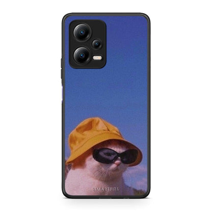 Θήκη Xiaomi Redmi Note 12 5G Cat Diva από τη Smartfits με σχέδιο στο πίσω μέρος και μαύρο περίβλημα | Xiaomi Redmi Note 12 5G Cat Diva Case with Colorful Back and Black Bezels